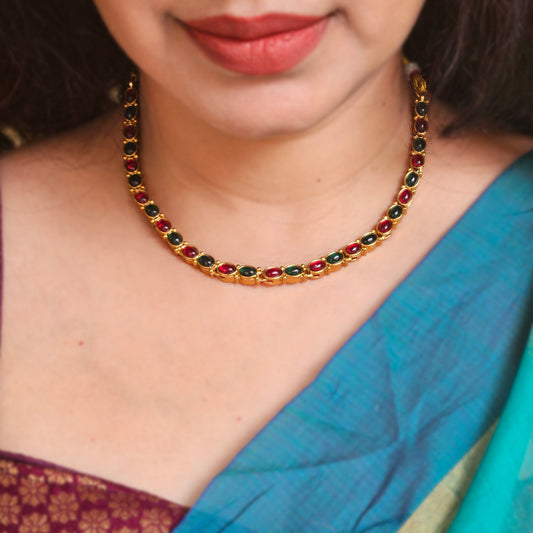 Necklace - Red and green stone