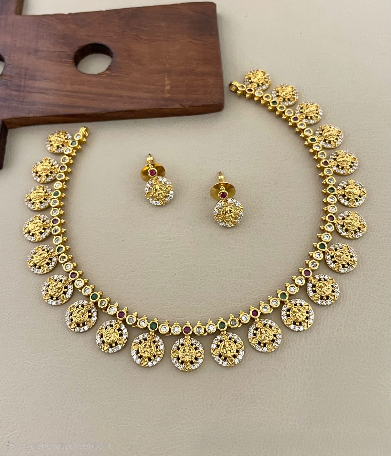 Necklace Lakshmi Coin with AD stones