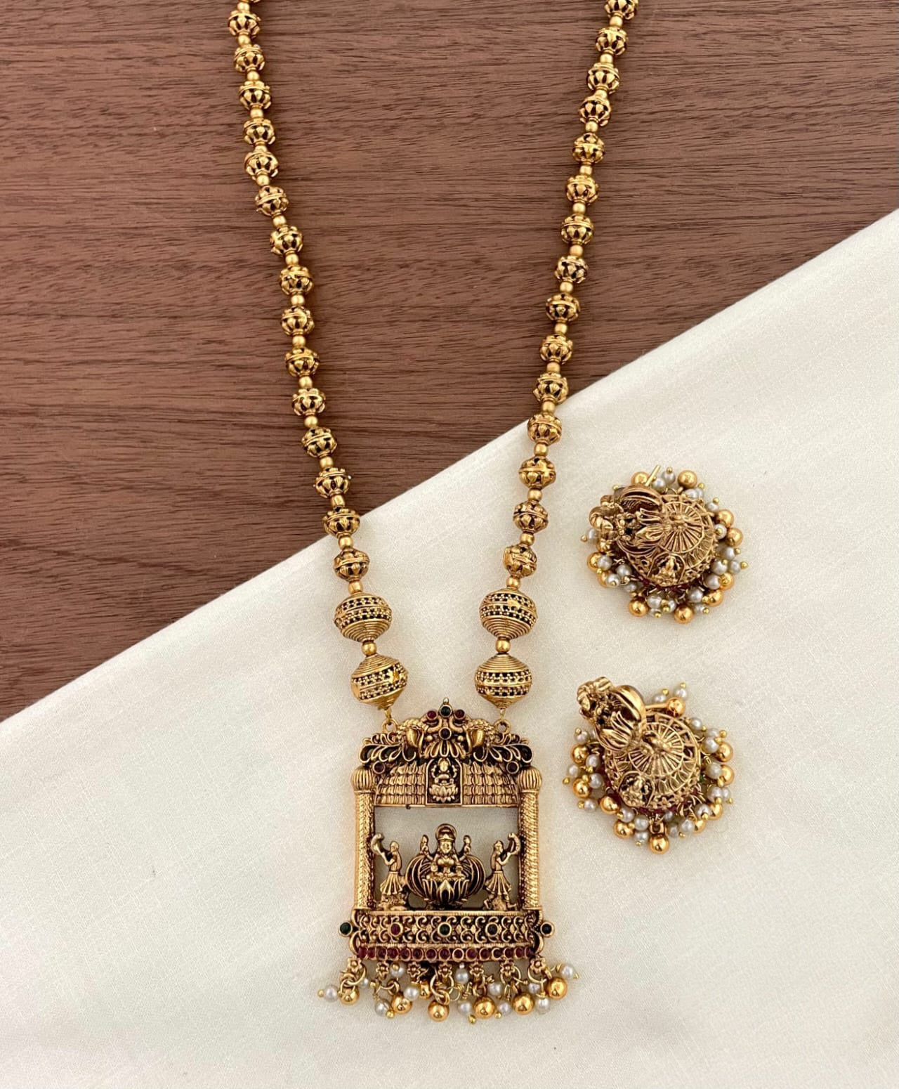 Long Haram temple Lakshmi with jhumkas