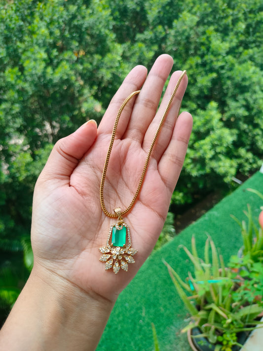 Long chain with AD stone pendant