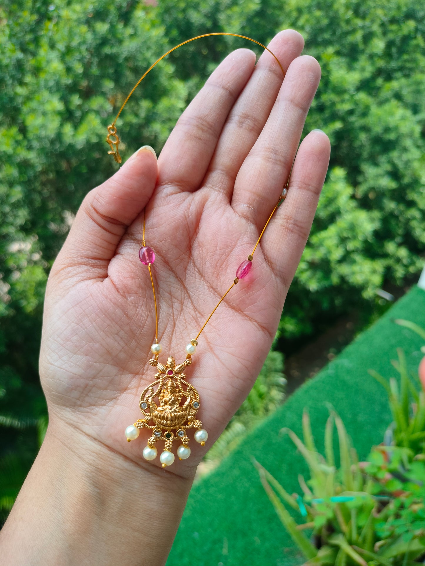 Invisible chain with Lakshmi  pendant