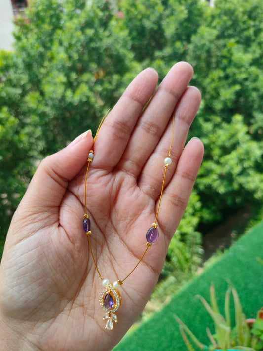 Invisible chain with AD stone pendant