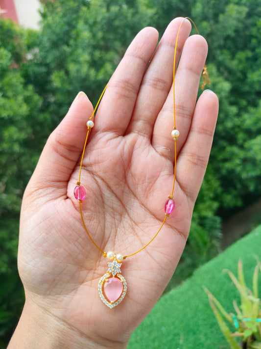 Invisible chain with AD stone  pendant