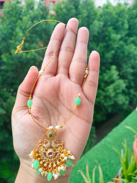Invisible chain with AD stone pendant