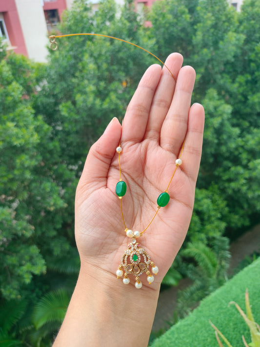 Invisible chain with AD stone pendant