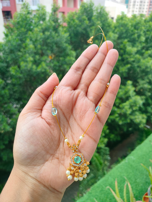 Invisible chain with AD stone pendant