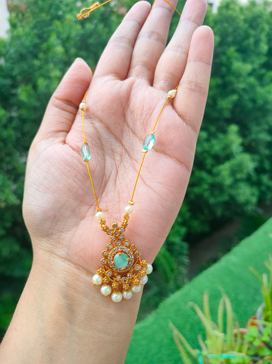 Invisible chain with AD stone pendant