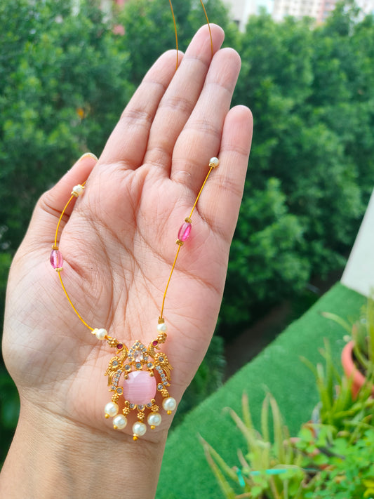 Invisible chain with AD stone pendant