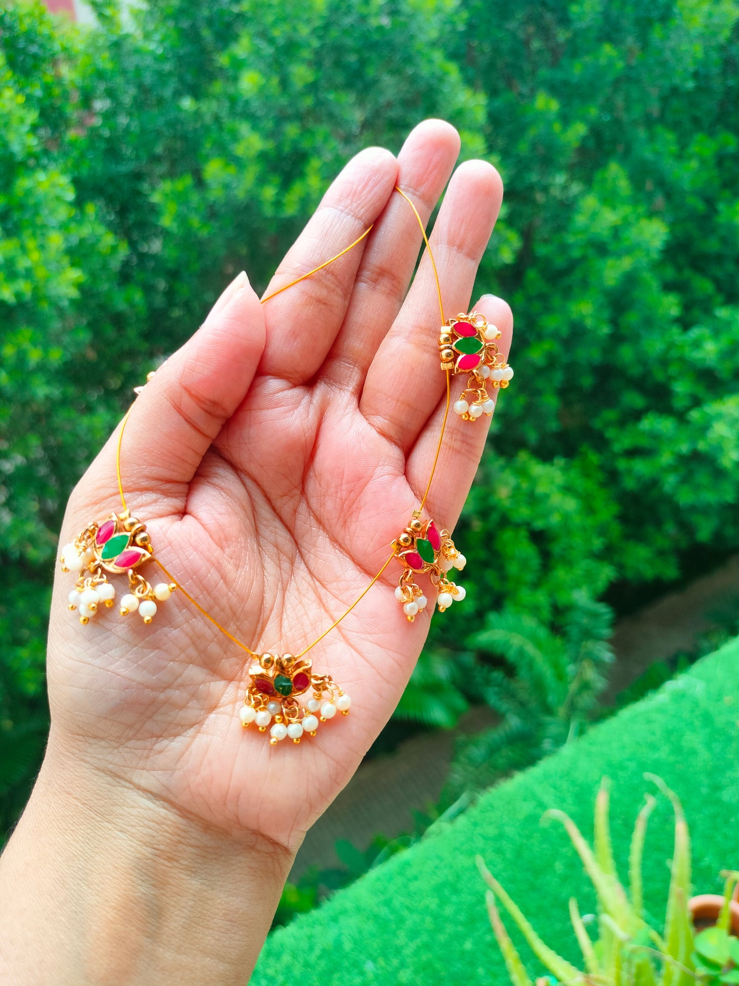 Invisible multi pendant lotus and drops