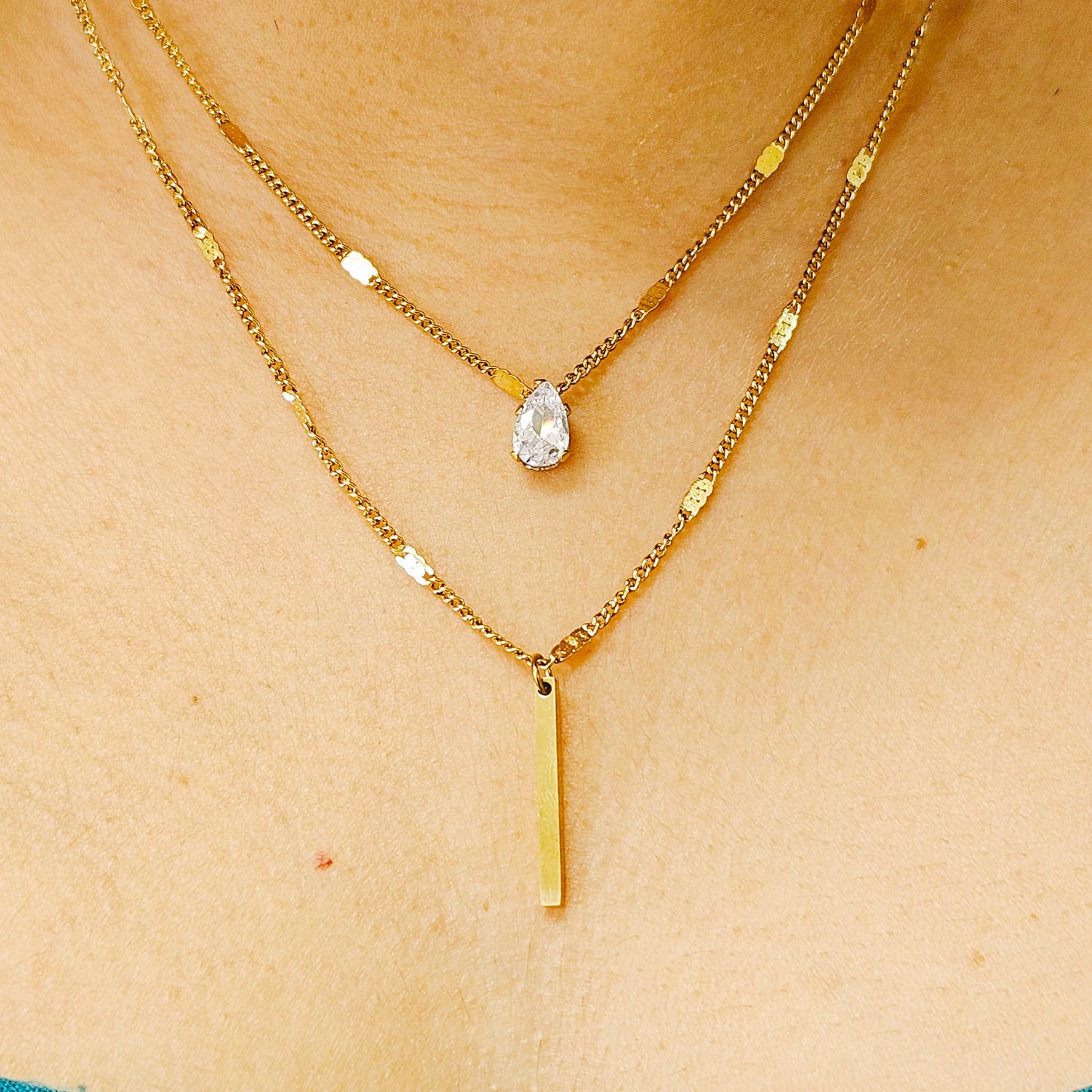 Stainless steel anti-tarnish tear drop double layered