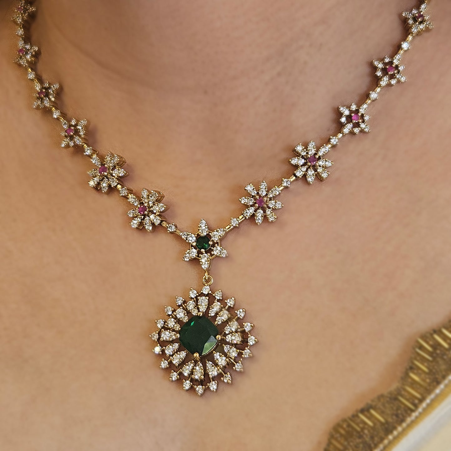 AD stone necklace premium quality - green