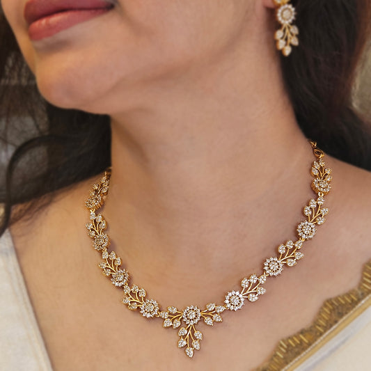 AD stone necklace Premium quality - White