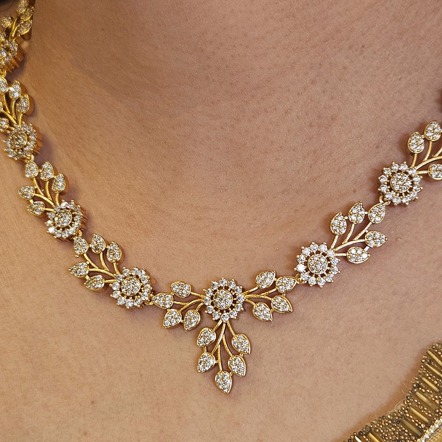 AD stone necklace Premium quality - White