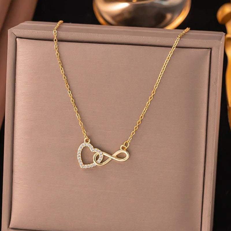 Stainless steel Anti tarnish necklace with infinity - heart pendant