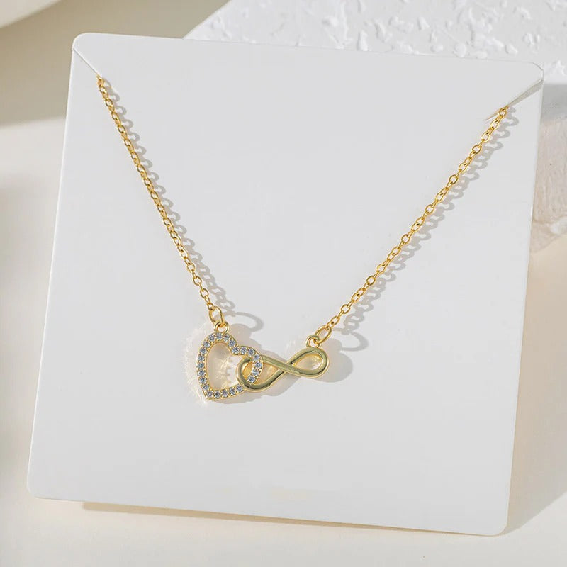 Stainless steel Anti tarnish necklace with infinity - heart pendant