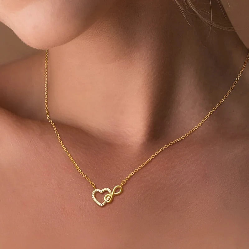 Stainless steel Anti tarnish necklace with infinity - heart pendant