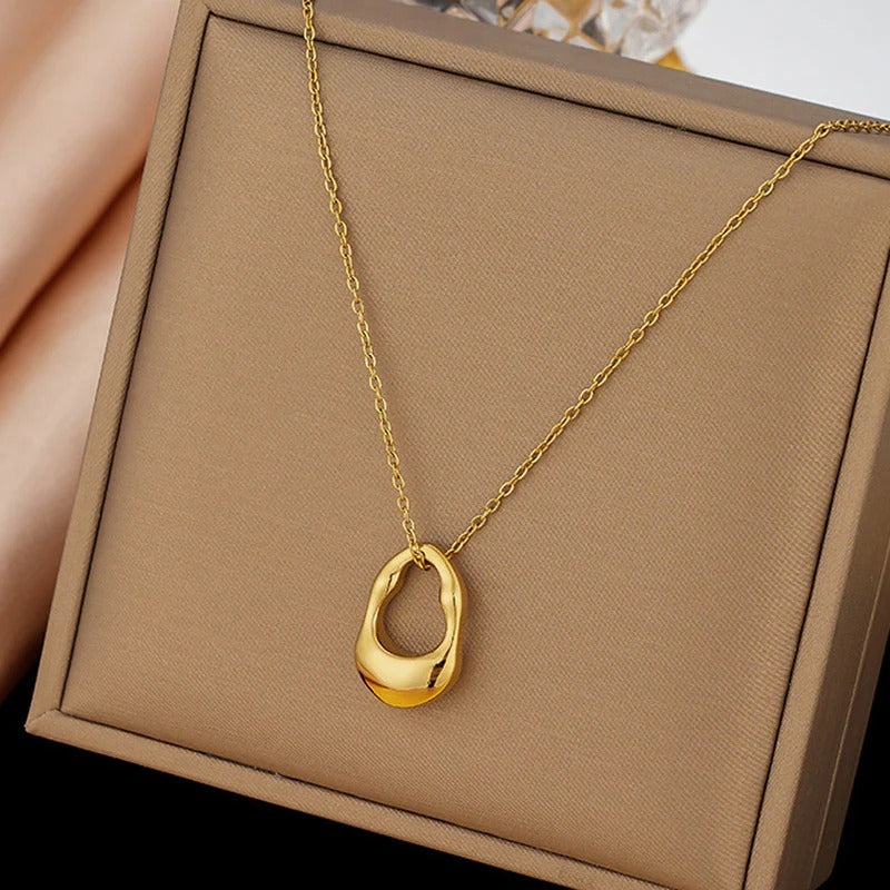 Stainless steel Anti tarnish necklace with contemporary pendant