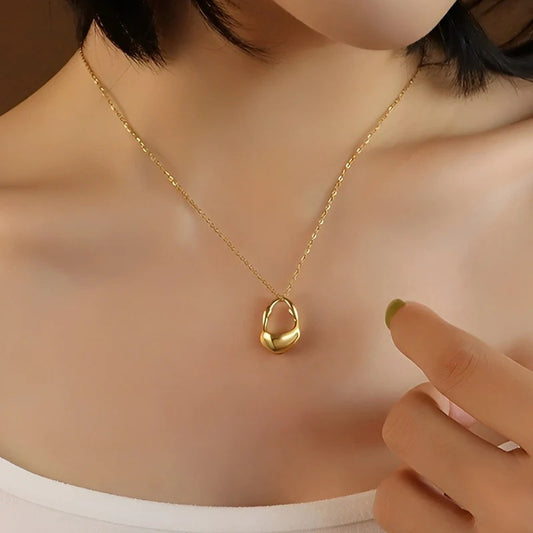 Stainless steel Anti tarnish necklace with contemporary pendant