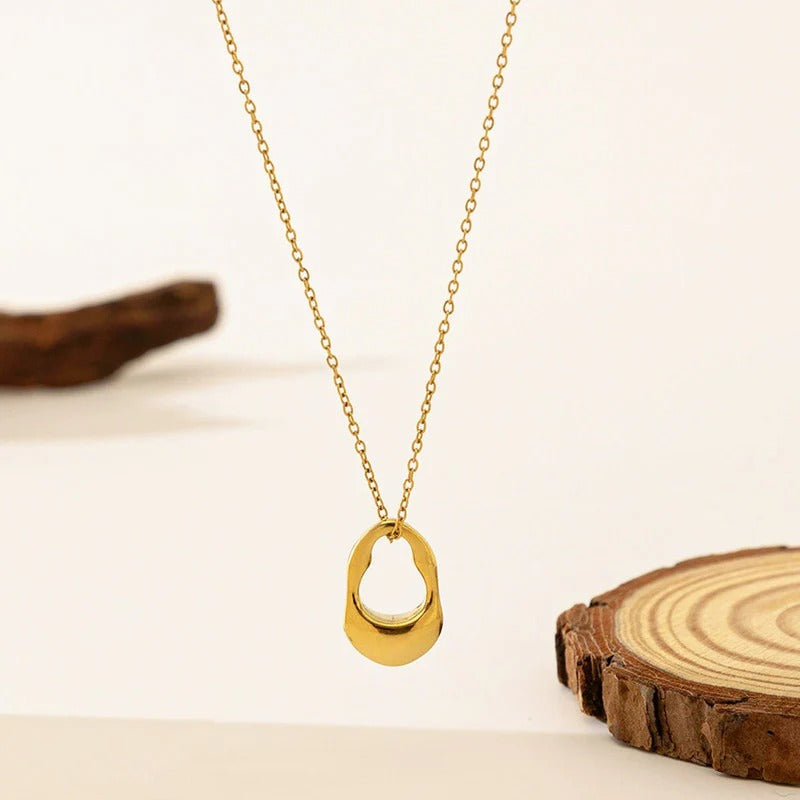 Stainless steel Anti tarnish necklace with contemporary pendant