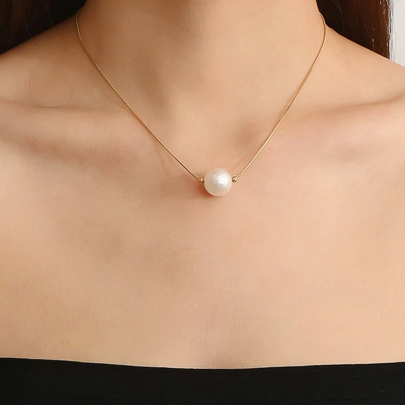 Stainless steel Anti tarnish necklace with pearl pendant