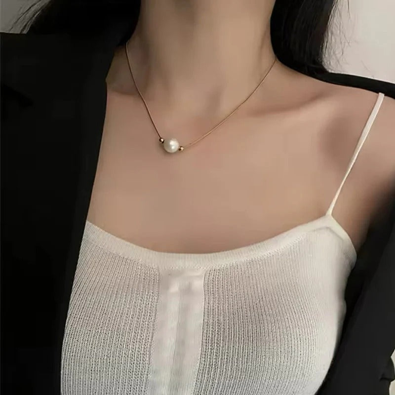 Stainless steel Anti tarnish necklace with pearl pendant