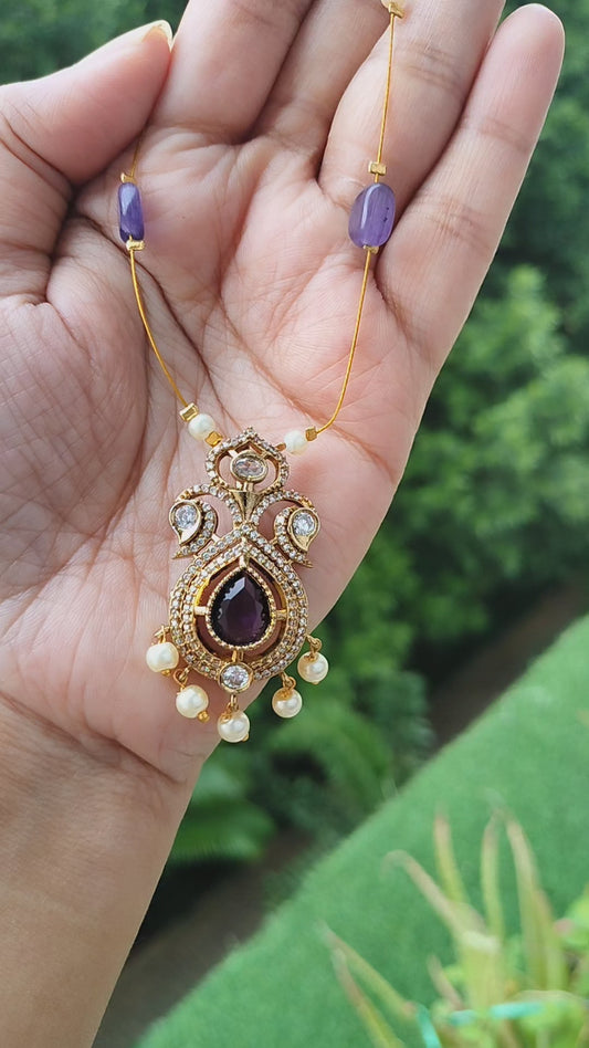 Invisible chain with AD stone pendant