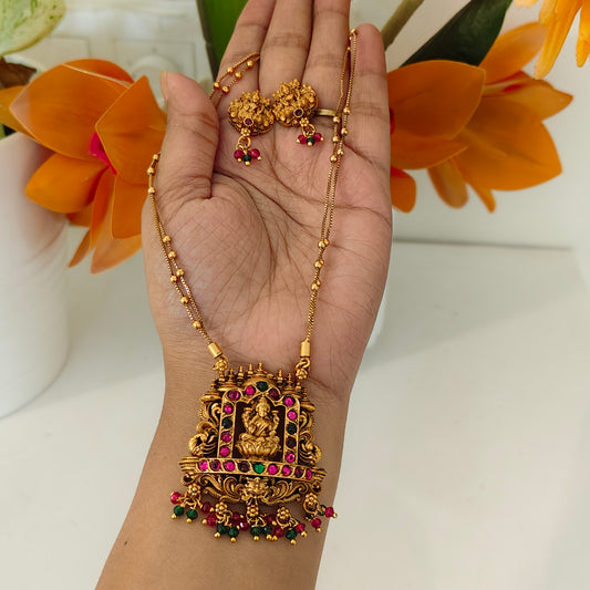 Short haram Double layer Lakshmi pendant
