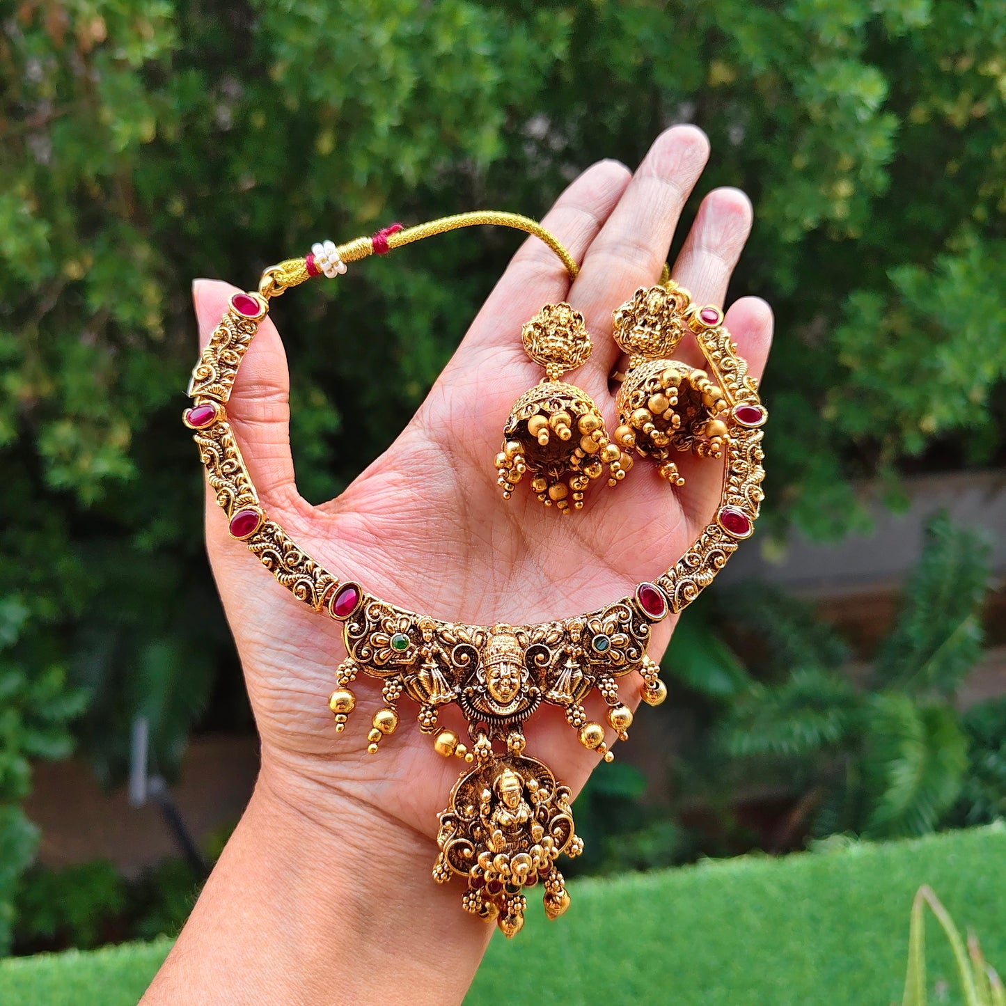 Necklace set Lakshmi design antique finish