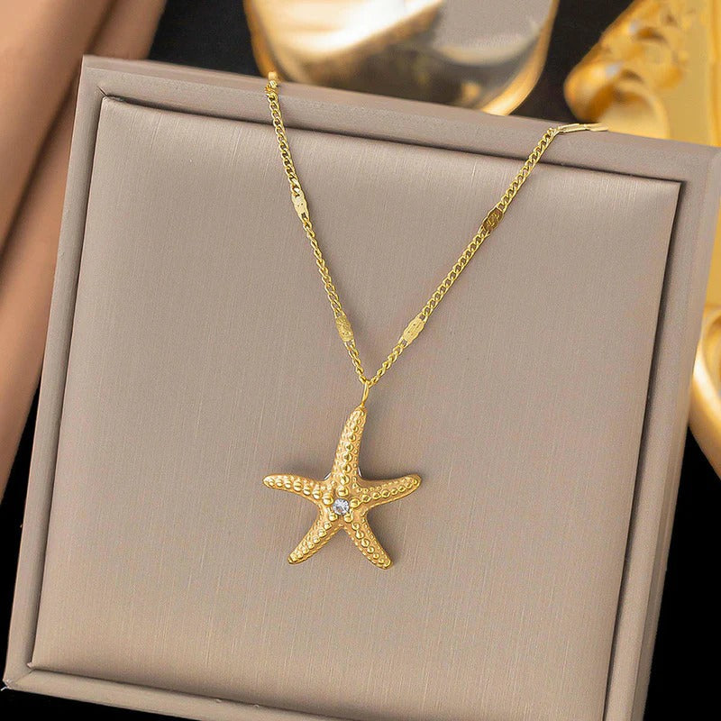 Stainless steel Anti tarnish necklace with star pendant