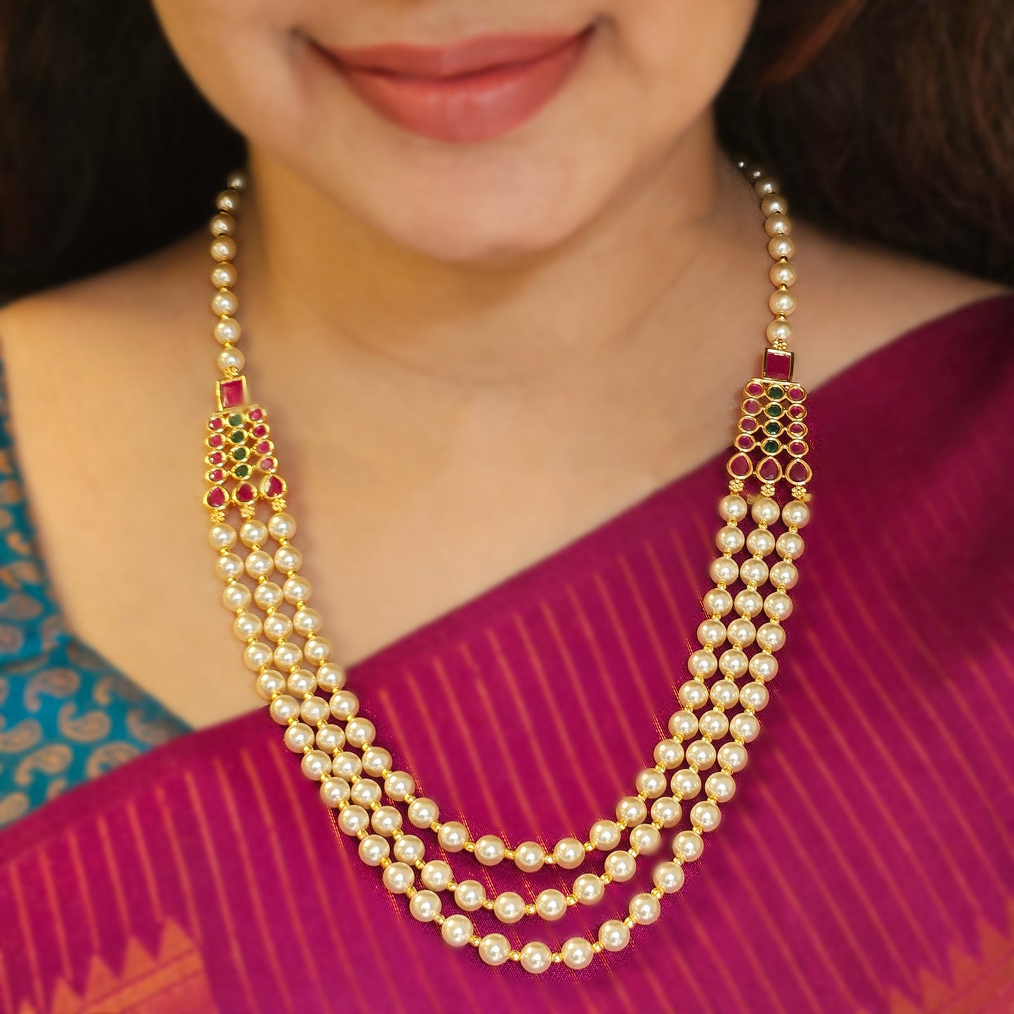 Pearl necklace three layer - Premium quality
