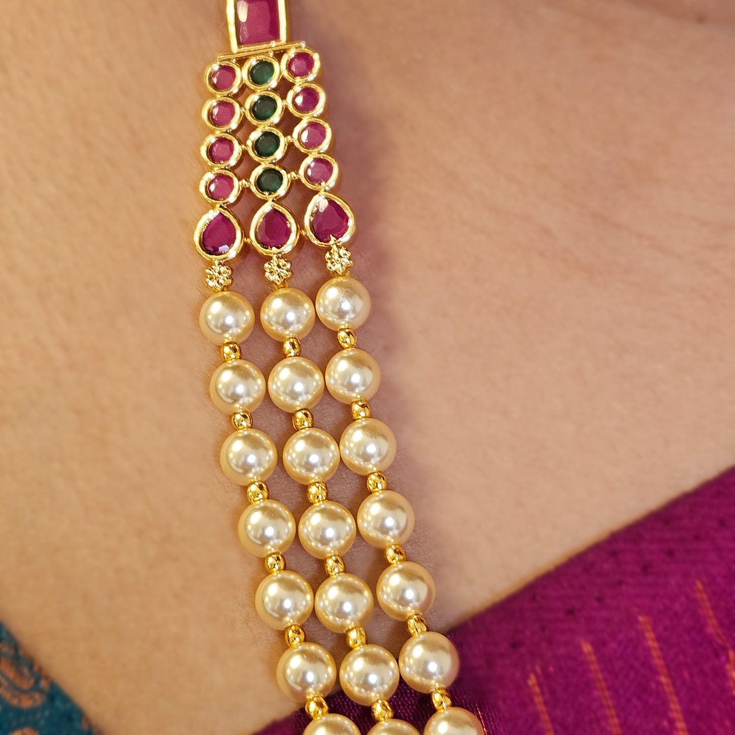Pearl necklace three layer - Premium quality