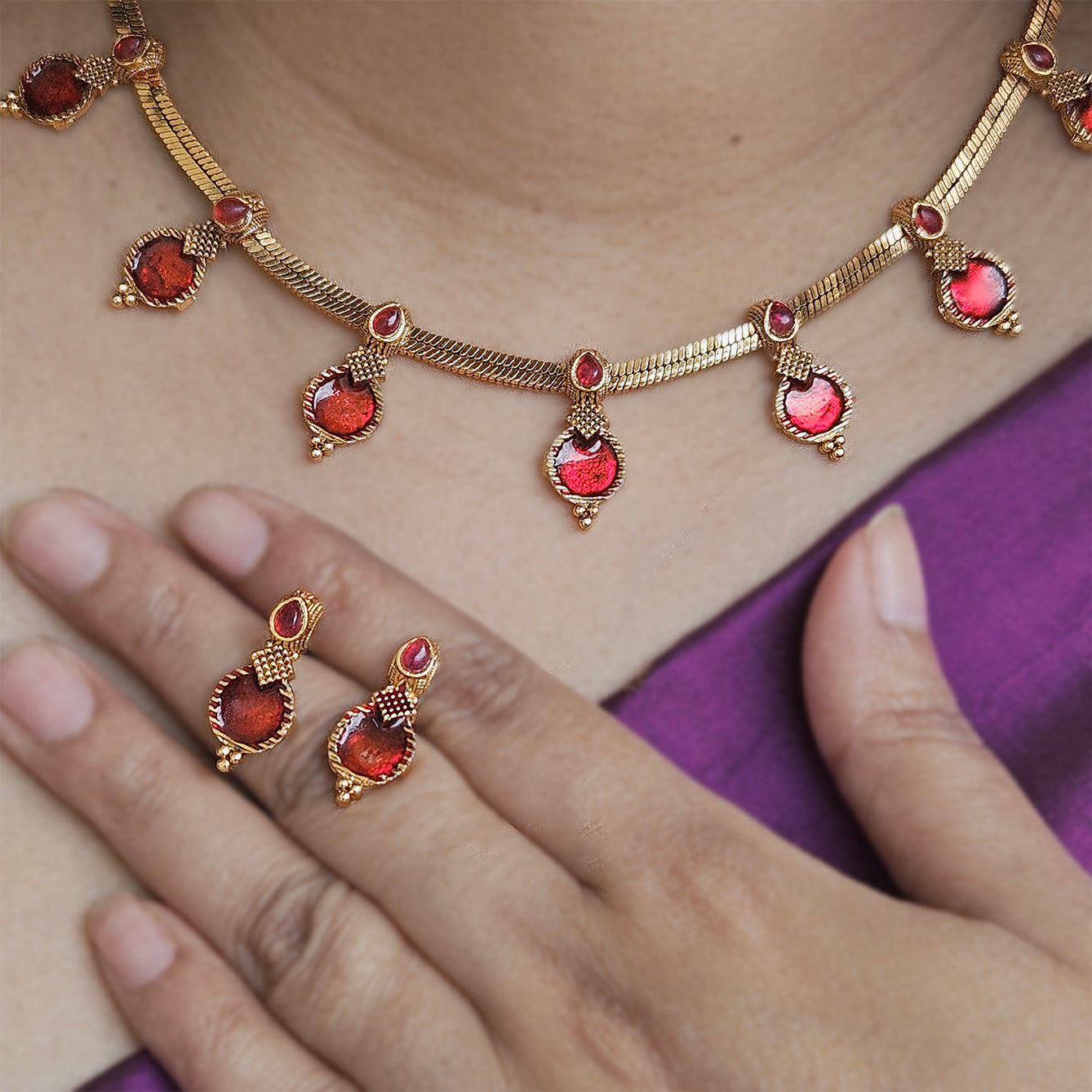 Necklace - Palakka with earrings
