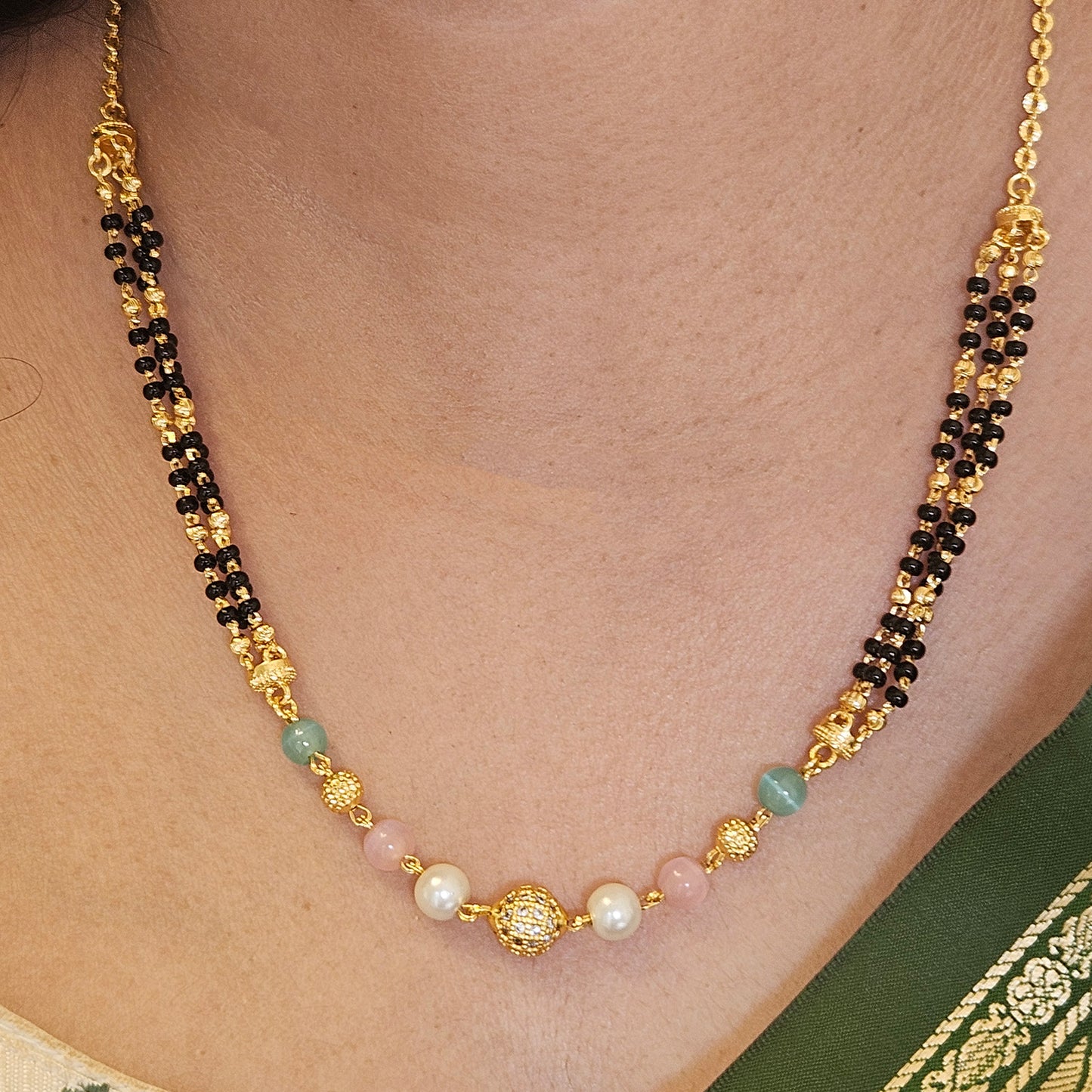 Chain pink and sea green beads - Guarantee