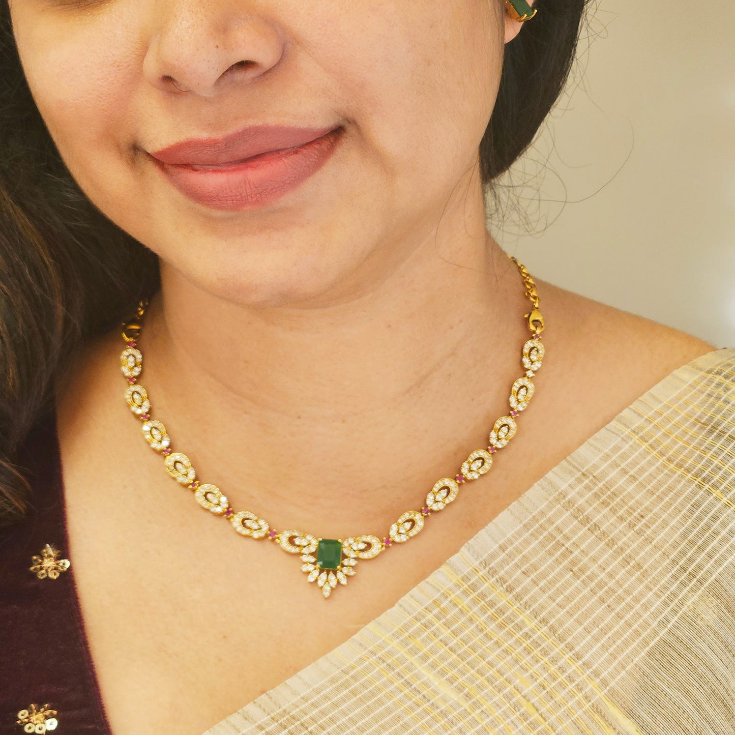 AD stone necklace set - Green