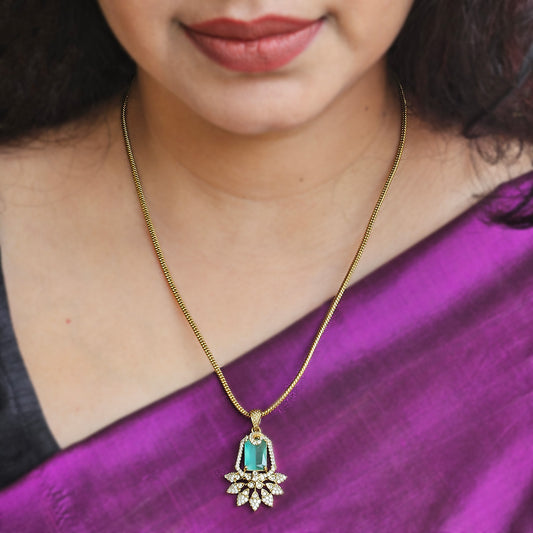 Necklace - Long - with Victorian stone pendant