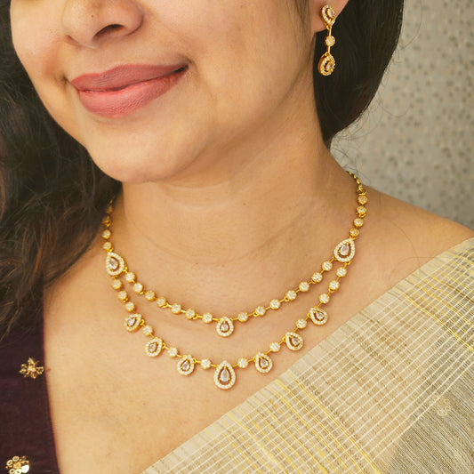AD stone necklace double layer