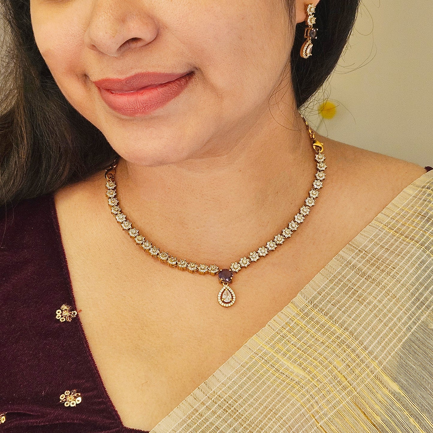 Ad stone necklace purple