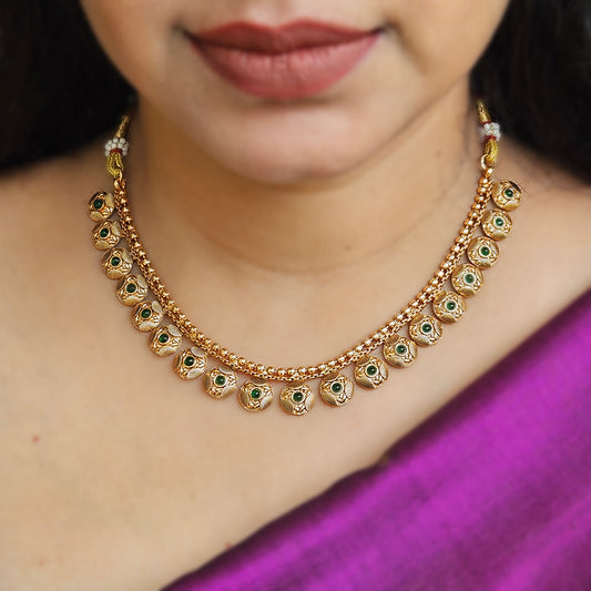 Necklace - Green and gold with earrings