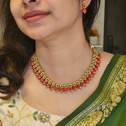 Nagapadam necklace red