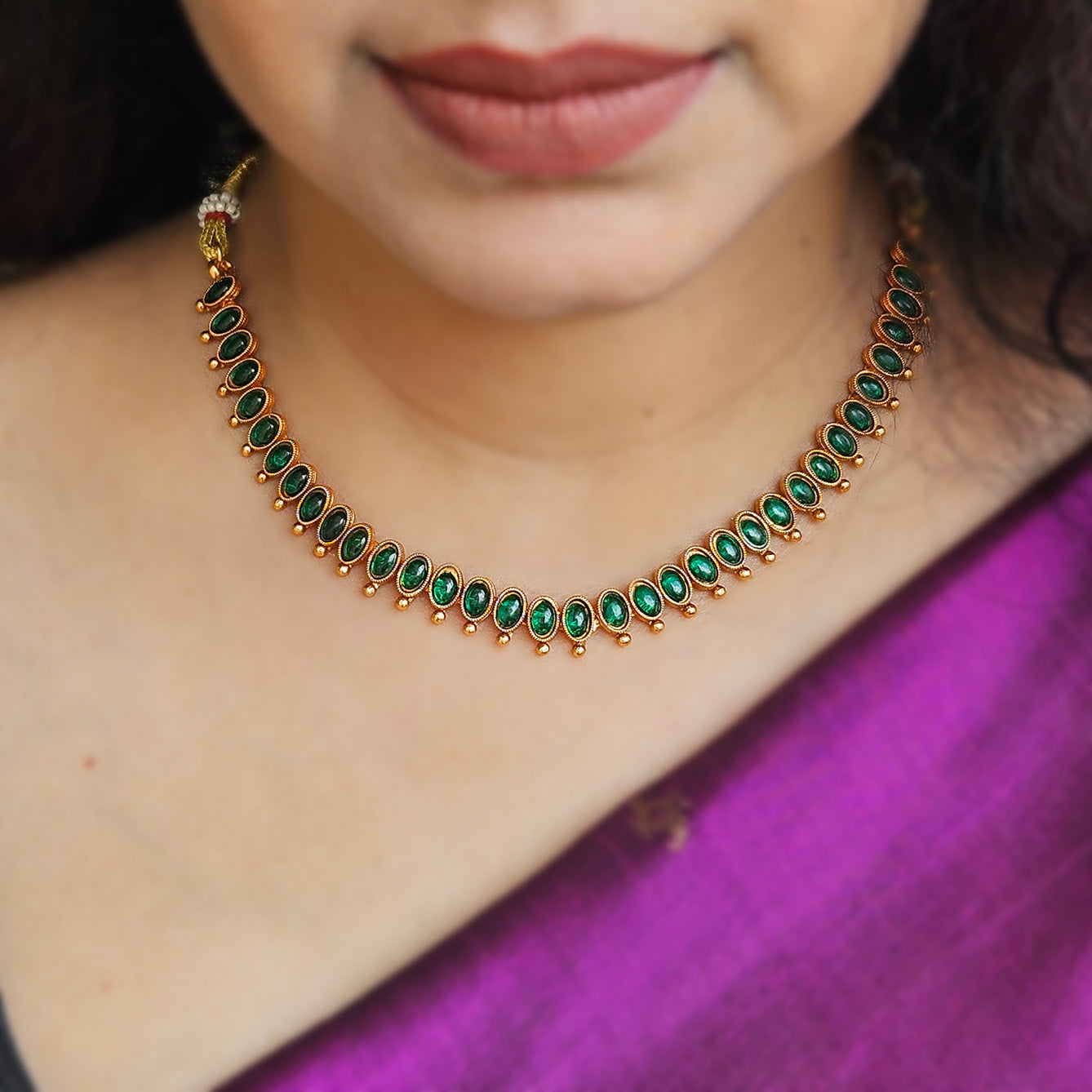 Necklace - Green and gold with earrings
